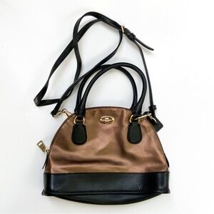 Coach Dome Satchel Brown Black Metallic Crossbody Bag F36054